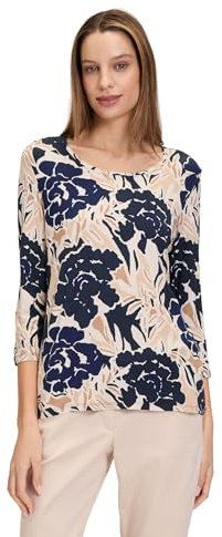 Betty Barclay Damen Basic Shirt mit Print 44, Dark Blue/Nature