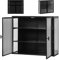 EGGUITAR Moderner 70CM Glas Hängeschrank mit Zwei Glastüren und Dreistufiger Aufbewahrung für Küche,Wohnzimmer,Bad und Esszimmer - Stabile Konstruktion und Abnehmbares Regal (Schwarz)