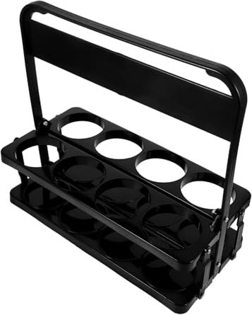 Wasserflaschen Halter Tasche, Faltbar 8 Loch Träger mit Griff, Schwarz
