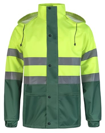 KTWOLEN Regenjacke Herren Wasserdicht Reflektierende Jacke Winddichter Regenmantel Atmungsaktiv Arbeitsjacke Regenjacken Reflexionsjacke mit Kapuze