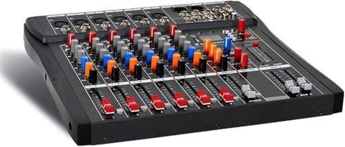 Wrobelax Studio Mixing Desks, 6/8/12/16 Channels Compact Audio Mixer Bluetooth USB DJ Sound Mixing Console 48V Monitor Amplifier (Color:6 way)