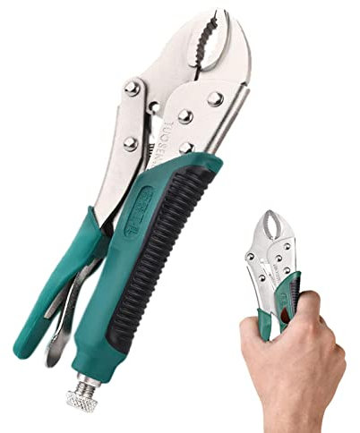 Vise Grip Plier, Pliers Tool for Home, Large Locking Pliers, 10-inch Curved Jaw, Steel Vise Grips, Screw Locking Wrench