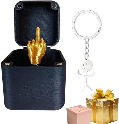 Gativs Mittelfinger-Box Christmas Spoof Hand Prank Pop up Gift with Schlüsselanhänger