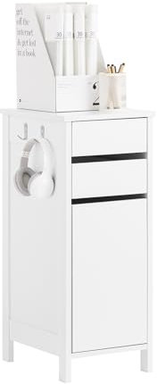 SoBuy Caisson de Bureau, Organiseur Bureau, Meuble de Rangement, Bout de Canapé, Table de Chevet, Armoire Rangement à 2 Tiroirs et 1 Porte, pour Bureau, Salon, Chambre, Blanc, L32xP40xH76cm, FWT108-W