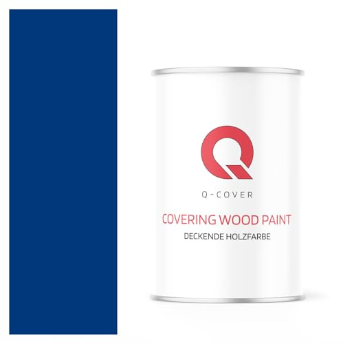 Q-COVER DECKENDE HOLZFARBE 1L HALBMATT Ultramarinblau RAL 5002 RAL DECKFARBE HOLZLACK DECKLACK WETTERSCHUTZFARBE ALLE HOLZARTE OSB-PLATTEN INNEN AUßEN ca. 80-150 ml / m2