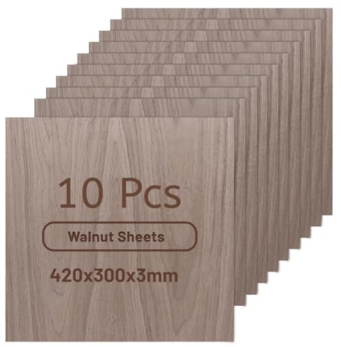 DBREAKS 10 Pièces Contreplaqué Noyer 3mm, 300x300x3mm, Plaque en Bois Brut, Découpe Laser Bois Contreplaqué, Plywood pour Modélisme Artisanat