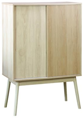 LOLAhome Armario Mueble Bar con 2 Puertas correderas de MDF Color Natural de 80x39x120 cm