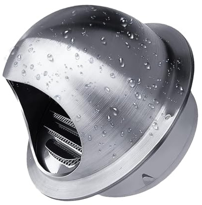 Exhaust Grill Ventilation Stainless Steel Exhaust Vent 50mm - 200mm Wall Vent Cover Round Ducting Air Outlet with Fine Filter Screen Garage kitchen bathroom wall air hood(50mm)