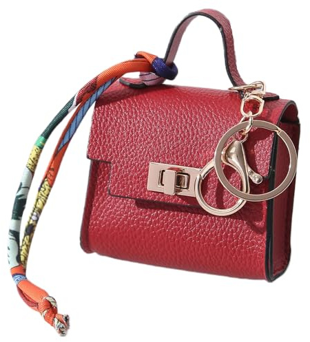 QeenRTUU Mini-Rucksack, Schlüsselanhänger, Münzbörse für Damen, Kleiner Schlüsselanhänger, Geldbörse, Kleingeldtasche, kleine Miniatur-Tasche, Charm, niedlicher Schlüssel-Headset-Tasche, Rot/Ausflug