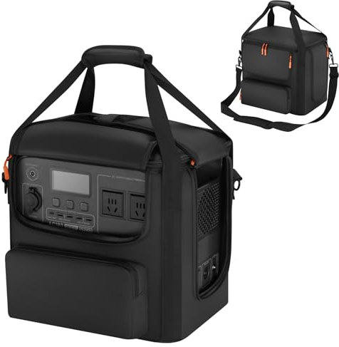 Tragbare Power-Aufbewahrungstasche, kompatibel mit Bluetti AC180, weiche Tragetasche mit seitlichem Reißverschluss, Generatorabdeckungen für AC180 mit mehreren Taschen, Powerstation-Reisetasche mit
