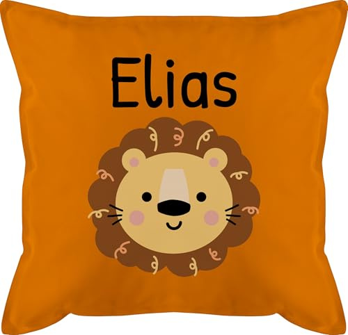 Kissen 50x50 - Löwen - Süßer Löwe - Kindergarten Kita - 50 x 50 cm - Orange - kinderkissen safari personalisierte löwenmotiv lowe sofakissen süßes name tier kindergartenkind kuschelkisse für