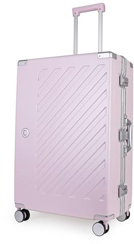 JLY Koffer aus 100% Polycarbonat, reißverschlusslos, TSA-Schloss, 4 Rollen, Aluminiumgriff, leicht, robust, ideal als Handgepäck oder Reisekoffer (Lavendel Violett, L (75cm 86L))