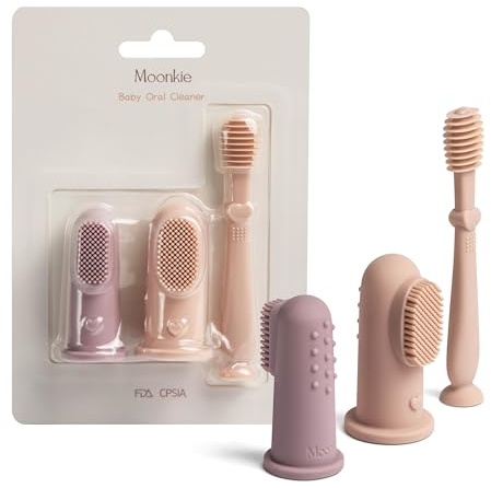 Moonkie Baby Zungenreiniger für Neugeborene, 3 Stück (Blush/Pale Mauve/Blush)