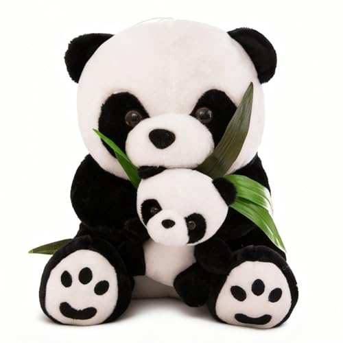 JynxtoyZeal Animaux en Peluche Poupée,Panda en Peluche Mère et Enfant,Panda Soft Toy Peluches Animaux Mignon, Panda Oreiller d'animaux Cadeaux d'anniversaire pour Enfants - 20cm
