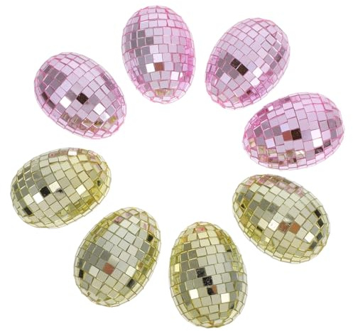 SOLUSTRE 8 Stück Teiliges Ostereier Spiegelglas Hängedekorationen aus Glas und Schaum Glänzende Disco-Kugeln Reflektierende Osterei-Ornamente für Vielseitige Frühlings Feiertagsdeko