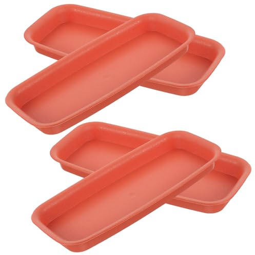 TEHAUX 4 pièces Lot de Coupelles Rectangulaires Plastique Anti-Fuite pour Pots de Fleurs Plateau Égouttoir pour Jardinières Intérieur et Extérieur Assiette de Récupération Eau Compatible