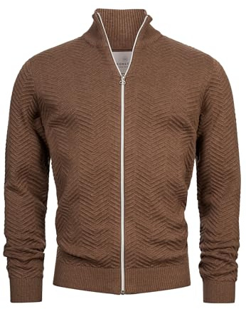 KRONSTADT Herren KSCarlo Zip Strickjacke mit Stehkragen und Reißverschluss | Klassischer Zip Cardigan für Business und Alltag, Feinstrickjacke, Herrenjacke, Freizeitjacke, Strickoberteil für Männer
