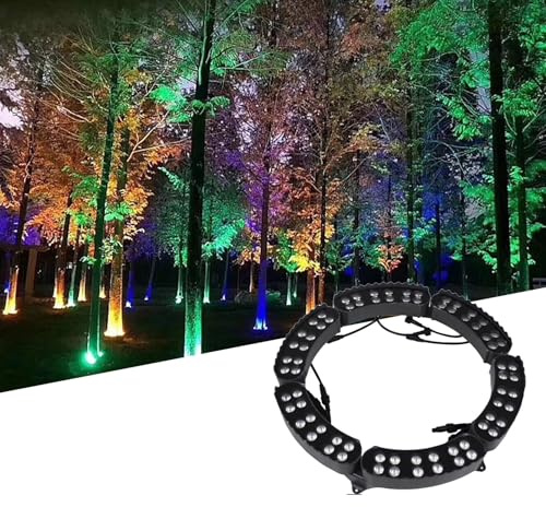 CYHTYM Luce dell'albero dell'anello all'aperto Luce circolare per alberi di palma da esterno a 7 colori, cambio colore automatico in 5 secondi, AC220V, faretto LED da giardino(6 SETS)