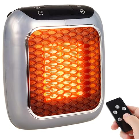 2026 New Ceramic Wall Heater Plug In, 800W Mini Portable Electric Space Heaters with Remote Control, PTC Ceramic Heating Element, 12 Hour Timing (Gray)
