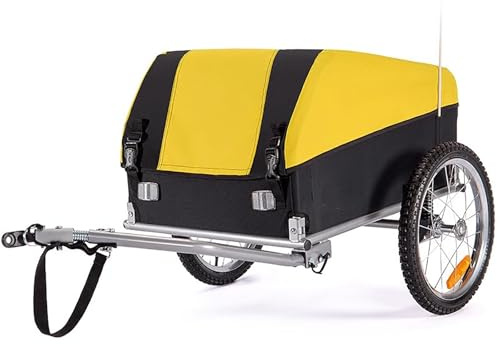 3-in-1-Hunde Fahrradanhänger, Robuster Anhängerkupplung Fahrrad mit 20-Zoll-Gelände Rädern, Faltbarem Stahlrahmen, Feststellbarer Bremse, Tragkraft 45 kg(Yellow)