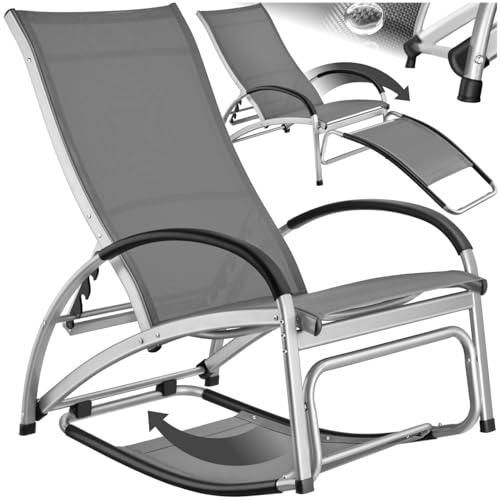 tectake® Sonnenliege 2in1, Gartenliege mit 4-Fach Verstellbarer Rückenlehne, Textilene, Aluminiumgestell, wetterfeste Relaxliege, Liegesessel für Balkon Terrasse Garten - anthrazit