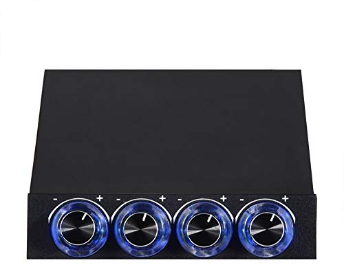 Oytrui 4 Channel PC Fan Speed Controller, Adjustable Temperature Monitor Heat Reducing with Blue LED, for Computer Cooling System