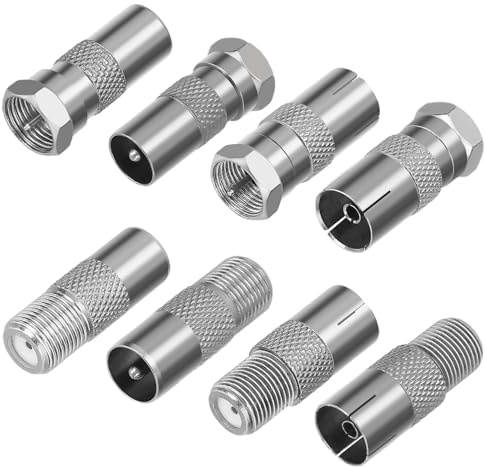 LUCKNIGHT 8 Stück F-Typ-Koaxialadapter-Set, Koaxialkabel Verbinder, für Satellit, Antenne, Antennenkabel, kompatibel mit TV, Modem, Satellitenempfänger, Audio-/Video-Ausrüstung, Verschiedene Varianten