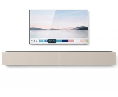 InnoFurn Lowboard Vela 2er-Set, hängendes TV-Board, Moderner Fernsehschrank 278 cm lang Fernsehtisch, Schwarz matt/Cashmere (27 x 278 x 31 cm)