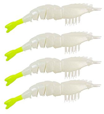 Z-MAN Ez Shrimp Z Unrigged, 3.5, Glow/Chartreuse Tail