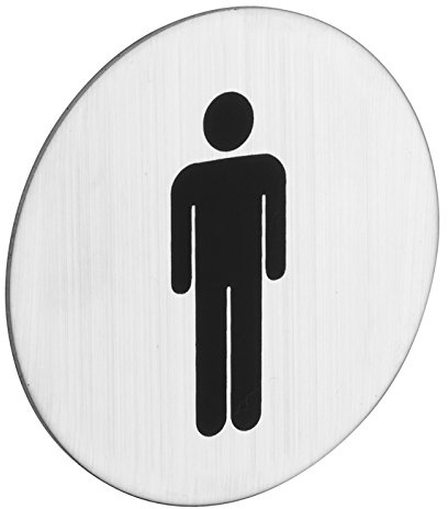 ROSTEX Edelstahl WC Schild Herren Toilette Rund - Piktogramm selbstklebend kreisrund