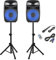 Vonyx VPS152A 15 Bluetooth Active Party Speakers with LED Light Show, Stands and Microphone - 1000W Home Audio System for Karaoke, DJ and Large Gatherings