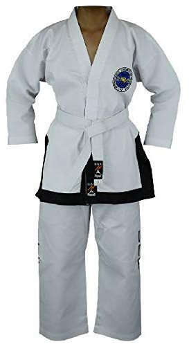 Playwell Kriegerisch Arts Itf Taekwondo Gürtel Schwarz (1. - 3. Dan) Anzug - Weiß, 4/170cm