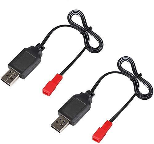 FancyWhoop 2PCS 3.7V Lipo Battery USB Charger Cable JST Plug for RC Car Battery