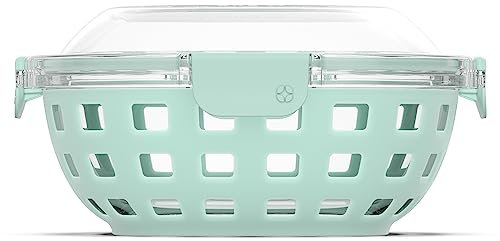 Ello DuraGlass Food Storage Glass Lunch Bowl - Meal Prep Container with Silicone Sleeve and Airtight Lid, 5 Cup, Yucca
