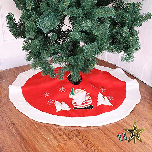 Odot Weihnachtsbaum Rock Dekoration, Decke Weinachtsdeko 90cm Rund Weihnachtsbaumdecke Weihnachtsbaum Röcke Ornaments für Weihnachten Baum Rock Deko Schutz (90cm,Rot)