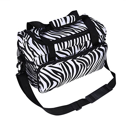 Large Capacity Hairdressing Storage Bag Multi-functional Travel Organizer Fabric Cosmetic Bag for Salon Hairdressers Zebra Print