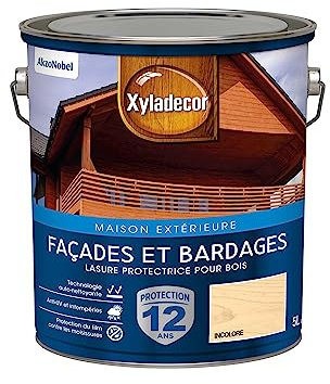 Xyladecor - Lasure Protectrice pour Bois Extérieur - Façades, Bardages, Chalets - Couleur : Satin Incolore - Quantité : 5L - 5324297