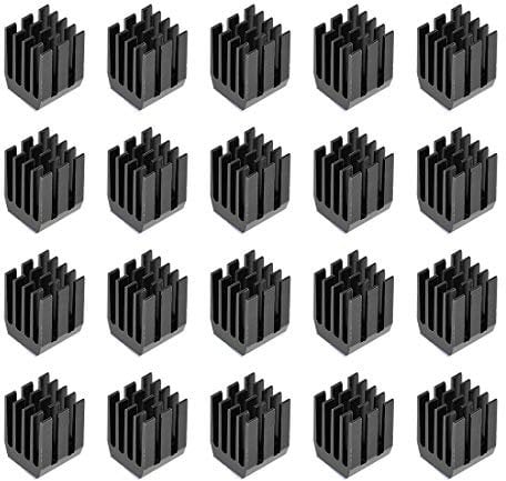 sourcing map Heatsink with Thermal Conductive Adhesive Tape 9 x 9 x 12mm Black 20pcs