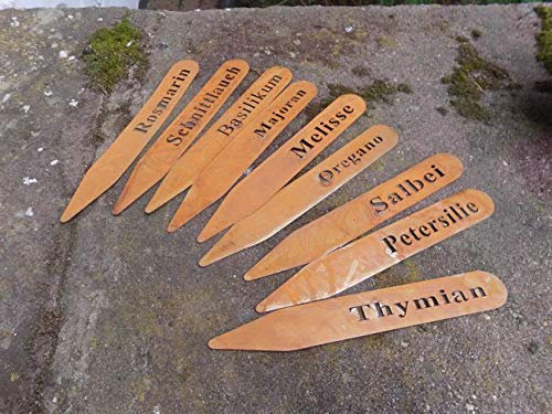 Deko-Impression Kräuterstecker Topfstecker Beetstecker Gewürzstecker 9 Stück Eisen Rost 18 cm