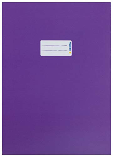 HERMA 19756 Heftumschläge A4 Karton Violett Lila, 10 Stück, Hefthüllen mit Beschriftungsfeld aus stabilem & extra starkem Papier, Heftschoner Set für Schulhefte, farbig