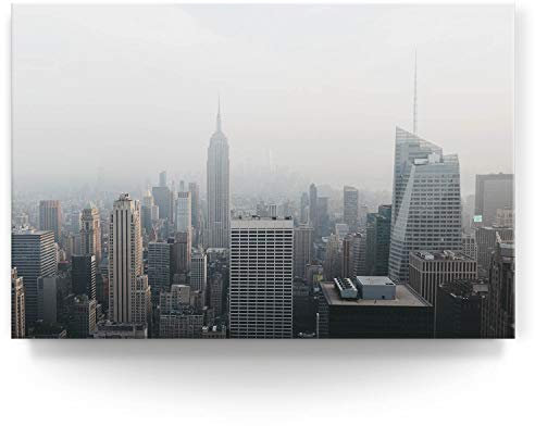 Wandbild Skyline New York im Smog - 90cm x 60cm Leinwand auf Fertigrahmen + Aufhänger