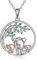 YFN Elefanten Halskette 925 Sterling Silber Familie Mutter Vater Tochter Anhänger Schmuck Geschenke für Damen Mädchen (Elefant Ⅰ-Drei-Silber&Rose Gold)
