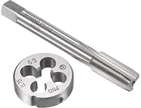 uxcell M10 x 0.75mm Metric Tap and Die Set, Machine Thread Screw Tap with Round Threading Die, Tap & Die Kit for Nut Screw Bolt Thread Repair