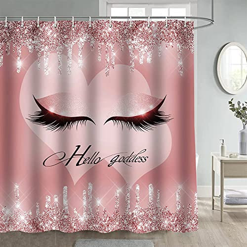 Gdmoon YLCCGD223 Duschvorhang, Prinzessin, Silber, Glitzer, Kristall, Schuhe, Kutsche, Wunderland, Make-up, Mode, süßes Mädchen, Dame, Geschenk, Badezimmer-Vorhang-Set mit 12 Haken, 121 x 183 cm