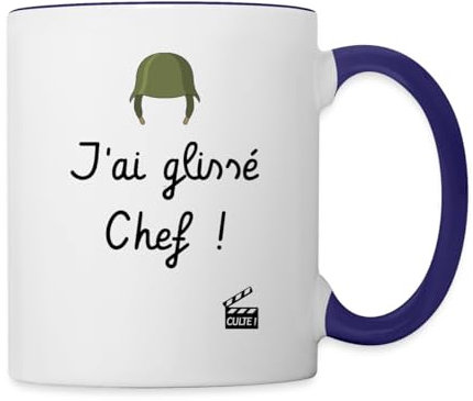 Spreadshirt J'ai Glissé Chef Humour Film Culte Parodie Mug Bicolore, taille unique, blanc/bleu cobalt