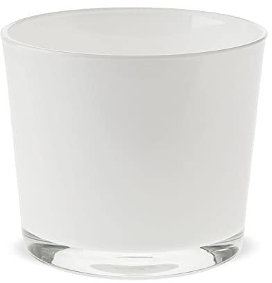 matches21 Glastopf Topf rund Pflanzgefäß Teelichtglas Übertopf Pflanztopf Blumentopf Glas weiß 1 STK Ø 14,5x12,5 cm