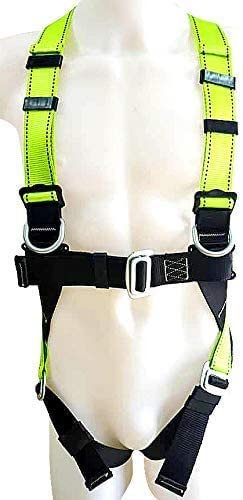 ISOP Ganzkörpergürtel mit Lanyard CE – Outdoor-Aktivitäten, Training – verstellbarer, verschiebbarer D-Ring auf der Rückseite – geschlitzte Schnallen – gestrandete Größe