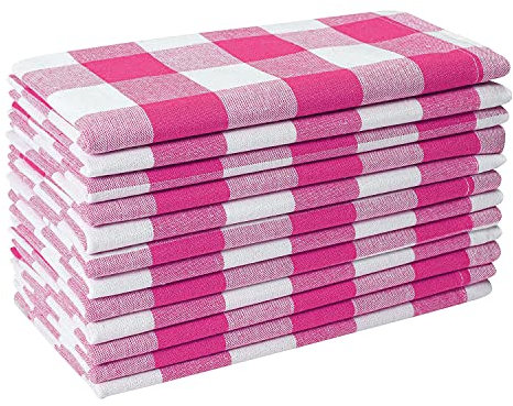 Gingham-Servietten, kariert, 45,7 x 45,7 cm, 12 Stück, Rosa / Weiß