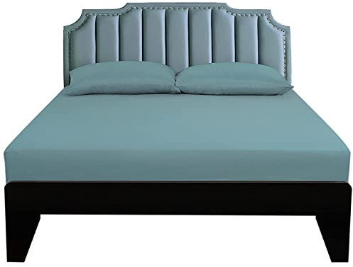 Lirex Spannbettlaken, 150 x 200 cm, 100% Baumwolle 300 Fadenzahl Weiches Atmungsaktives Spannbettlaken, Blau