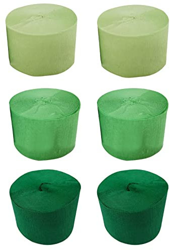 6 Rollen Krepppapier Luftschlangen Dekoration Crepe Paper 3 Farben Krepp-Bänder 4.5 cm x 25 m DIY Papier Streamer Seidenpapier für Deko Party Feier Dekoration Hochzeit Geburtstagsfeie (Grün)